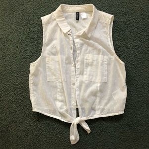 H&M cropped white button up